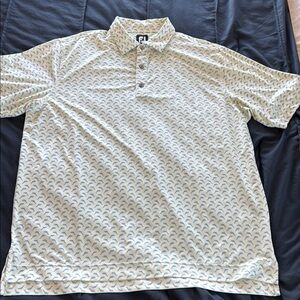 FOOTJOY Men's Light Yellow and Blue Patterned Shirt